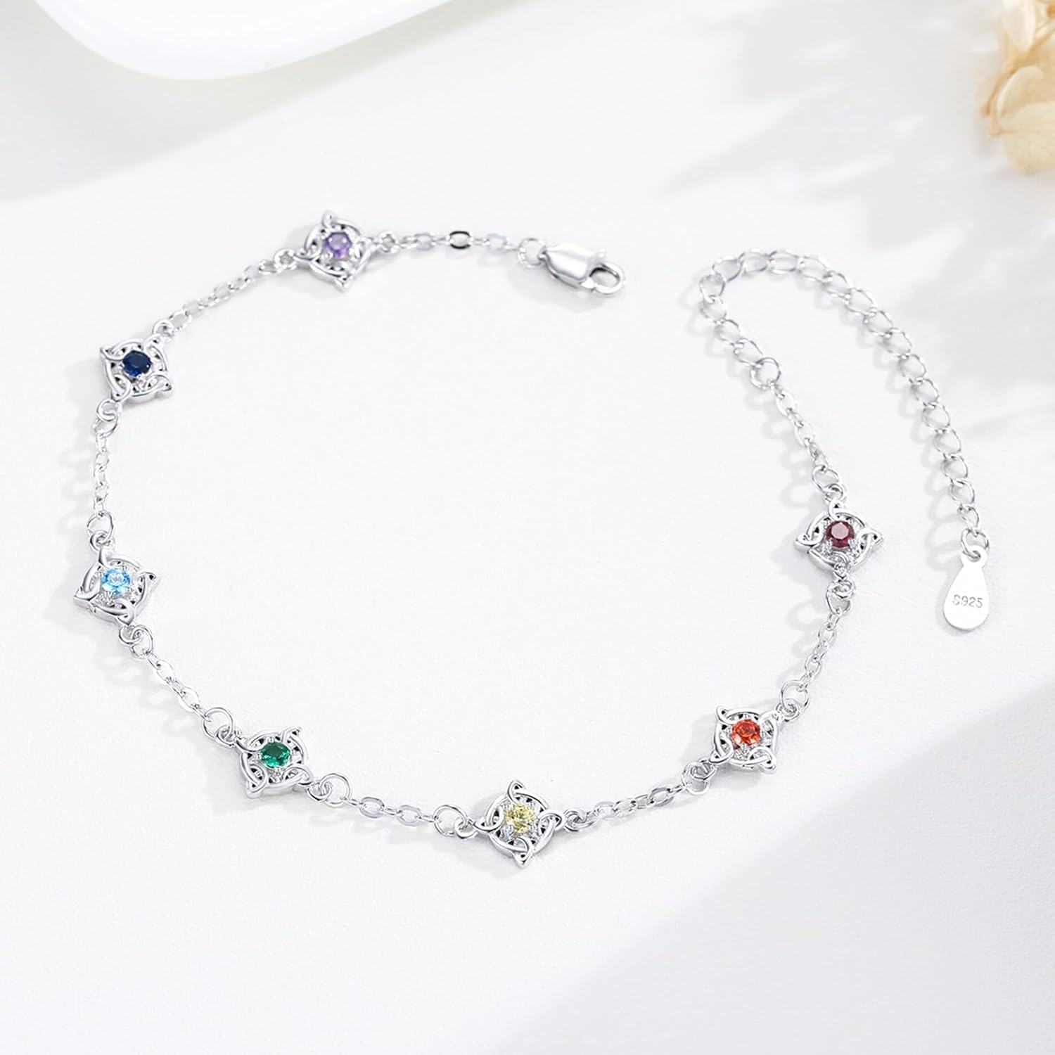 925 Sterling Silver 7 Chakra Stones Anklet Yoga s for Women-0-2