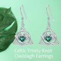 wholesale 925 Sterling Silver Emerald Green Moonstone Irish Claddagh Dangle Earrings-0-3