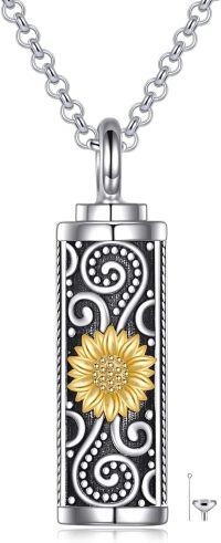 wholesale 925 Sterling Silver Sunflower Urn Pendant with Chain - Keepsake Memorial Jewelry for Ashes-Sunflower-gold