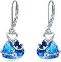 wholesale  S925 Sterling Silver & Austrian Bermuda Blue Crystal Heart Stethoscope Pendant Jewelry Gift for Nurses Doctors Medical Staff-0-0