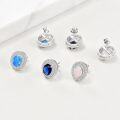 wholesale 925 Sterling Silver Blue Opal Halo Sunburst Oval Stud Earrings for Women-0-2