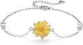 wholesale 925 Sterling Silver Yellow Daisy Flower Charm Bracelet for Women's -0-0