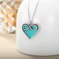 wholesale 925 Sterling Silver Infinity Turquoise Heart Pendant Necklace Gift for Women-0-2