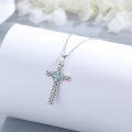 wholesale 925 Sterling Silver Turquoise Celtic Knot Cross Pendant Necklace s for Women-0-2