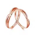 TOUPOP Rose Gold Moissanite Personalized Engagement Rings Set For Him And Her-0-0