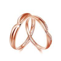 TOUPOP Rose Gold Moissanite Personalized Engagement Rings Set For Him And Her-undefined