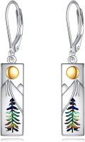 wholesale 925 Sterling Silver Abalone Mountain Earrings with Pine Trees and Rainbow Colors-0-0