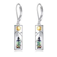 wholesale 925 Sterling Silver Mountain And Tree Leverback Earrings-Mountain Earrings