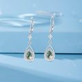 wholesale 925 Sterling Silver Green Malachite Teardrop Dangle Earrings with CZ Accents-0-8