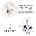 wholesale 925 Sterling Silver Black and White Cow Animal Charm Pendant Necklace for Girls-0-2