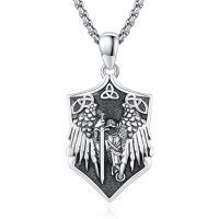 wholesale 925 Sterling Silver Archangel Medals St Pendant Necklace for Men Women-47-St Michael(shield silver)