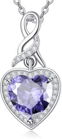 wholesale 925 Sterling Silver Heart Birthstone Necklace - Adjustable Chain, Hypoallergenic, No Nickel, Gift for Women-Alexandrite