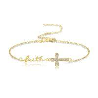 wholesale 14K Gold Cross Faith Chain Bracelet - Elegant  for Her-Faith Cross Bracelet