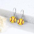 wholesale 925 Sterling Silver Softball Shape Enamel Drop Earrings for Women and Girls-0-1