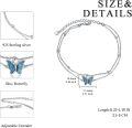wholesale 925 Sterling Silver Blue Enamel Butterfly Charm Double Layer Chain Ankle Bracelets for Women's Gifts-0-3