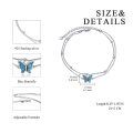 wholesale 925 Sterling Silver Blue Enamel Butterfly Charm Double Layer Chain Ankle Bracelets for Women's Gifts-0-3