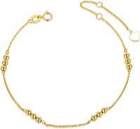 wholesale 14k Solid Gold Beaded Bracelet for Women Yellow Gold Chain & Beads  6.5-8-Linked beads style