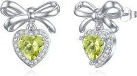 wholesale 925 Sterling Silver Heart Birthstone Stud Earrings Women s Birthday Jewelry Christmas Gifts-08-Aug-Peridot