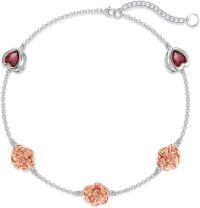 wholesale 925 Sterling Silver Heart & Flower Stone Adjustable Bracelet for Women/Girls Gift-02-Cat