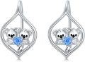 wholesale 925 Sterling Silver Koala Heart Stud Earrings with Blue Crystal and Love Design-0-0