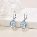 wholesale 925 Sterling Silver Teardrop Blue Opal Sunflower Leverback Dangle Earrings-0-4