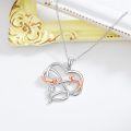 wholesale 925 Sterling Silver Infinity Heart Cat Pendant Necklace with Rose Gold Plated Animal Charms and Cubic Zirconia Stones Gift for Women-0-4