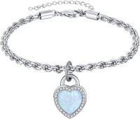 wholesale 925 Sterling Silver Heart Opal Cremation Keepsake Pendant Bracelet for Women Mom-Lock opal