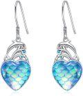 wholesale 925 Sterling Silver Dolphin Heart Shape Iridescent Scale Drop Earrings for Women and Girls-0-0