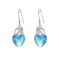 wholesale 925 Sterling Silver Heart-Shaped Mermaid Scale Drop Earrings Wholesale with Pearl Accents for Women and Girls-0-0