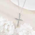 wholesale 925 Sterling Silver & White Opal Cross Necklace, 30x21.9mm, 18-20in Chain-0-3