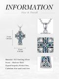 TOUPOP Sterling Silver Abalone Shell Celtic Cross Pendant Necklace-0-3