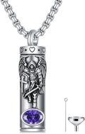 wholesale 925 Sterling Silver Angel Pendant Urn Necklace for Ashes - Christian Memorial Jewelry with Purple Crystal and Funnel Set -0-0