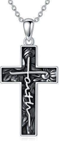 wholesale 925 Sterling Silver Cross Pendant Necklace with Jesus Face Design - Religious s for Women and Men-05-Faith