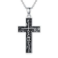 wholesale 925 Sterling Silver Cross Pendant Necklace with Jesus Face Design - Religious s for Women and Men-05-Faith