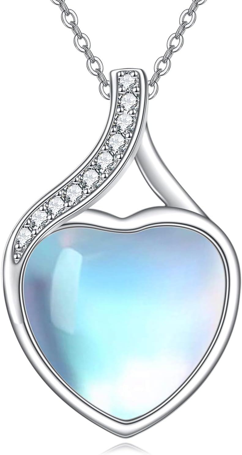 Sterling Silver Moonstone Filigree Teardrop Pendant Necklace for Women-WW-Moonstone Cubic Zirconia Necklace