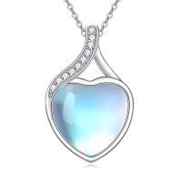 wholesale 925 Sterling Silver Filigree Teardrop Pendant Necklace for Women-WW-Moonstone Cubic Zirconia Necklace