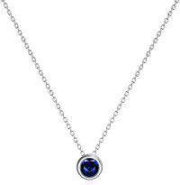 wholesale 925 Sterling Silver Green CZ Round Pendant Chain Necklace for Women Girls-September - Blue
