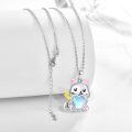 wholesale 925 Sterling Silver Heart-Shaped Moonstone Cat Pendant Necklace with Pink Ears and Gold Wings for Women Girls -0-2