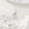 wholesale 925 Sterling Silver Sheep on Crescent Moon Pendant Necklace with Stars and Stones for Women-0-4