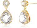 wholesale TOUPOP Birthstone Teardrop Stud Earrings For Women 14k Gold Plated Sterling Silver Dangle Earrings Jewelry Birthday Gifts For Mom Girls Her -0-0