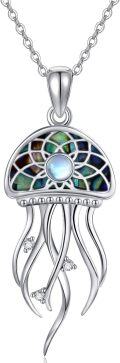 wholesale 925 Sterling Silver Abalone Shell Jellyfish Pendant Necklace Sea Life s for Women-0-0