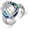 wholesale Tree Of Life Open Ring 925 Sterling Silver With Blue Circle Crystal Initial W Adjustable Ring Birthday Jewelry For Women -0-0