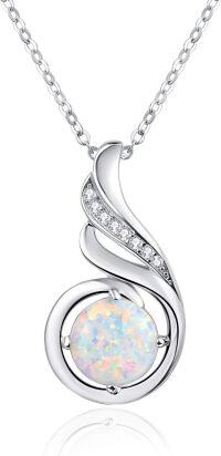 wholesale 925 Sterling Silver Opal CZ Moonstone 12 Month Birthstone Necklace for Women-10-Oct-Lab Created Opal