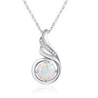 wholesale 925 Sterling Silver Opal CZ Moonstone 12 Month Birthstone Necklace for Women-10-Oct-Lab Created Opal