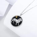 wholesale 925 Sterling Silver Lion Leo Zodiac Sign Black Onyx Gemstone Pendant Necklace for Women Men s-0-4