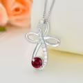 TOUPOP Sterling Silver Birthstone Infinity Cross Knot Necklace Pendant-0-2