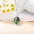wholesale 925 Sterling Silver Green Moss Agate Daffodil Floral Pendant Necklaces for Women-0-2