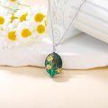 wholesale 925 Sterling Silver Green Moss Agate Daffodil Floral Pendant Necklaces for Women-0-2