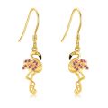 wholesale 14k Gold Flamingo Drop Earrings With Pink Crystal Wings For Women-0-0