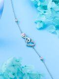 wholesale 925 Sterling Silver Heart Infinity Anklet with CZ Stones and Adjustable Clasp-0-2